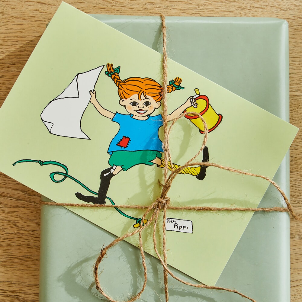 Barbo Toys Carte de voeux Pippi avec enveloppe - vert (8618)