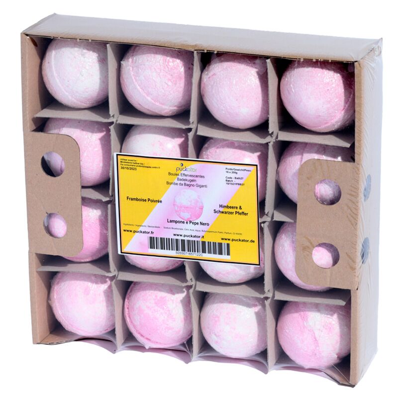 Plateau de bombes de bain au beurre de karité - framboise poivre noir