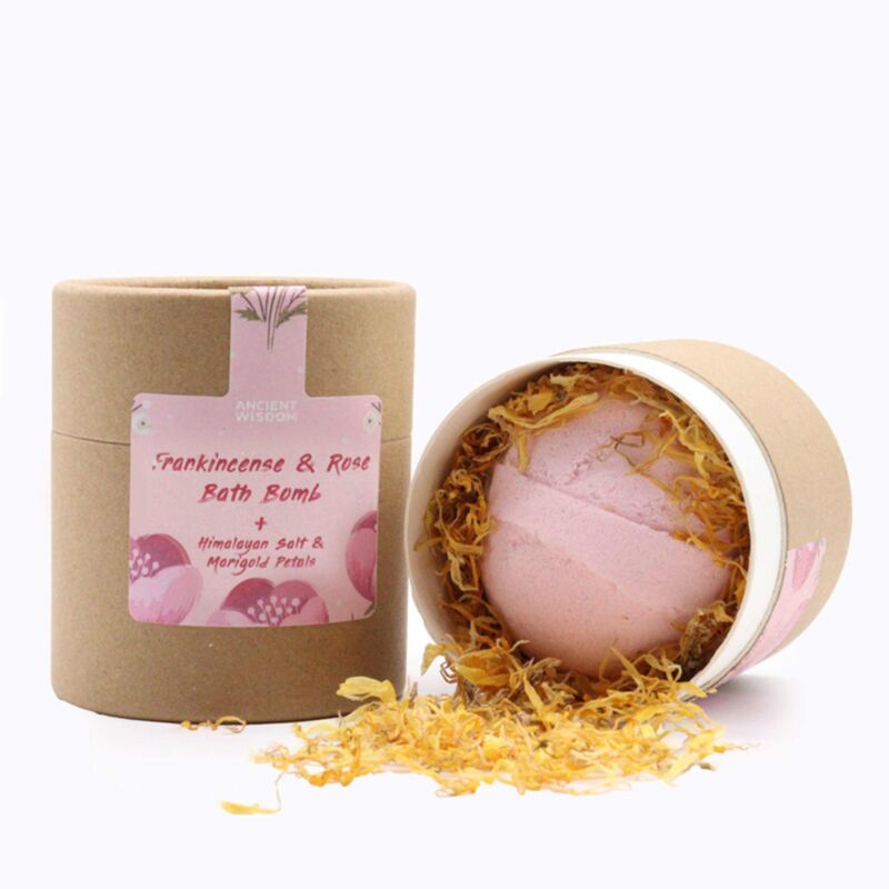 Coffret cadeau de bombes de bain aux plantes de sel de l'Himalaya, roses d'encens