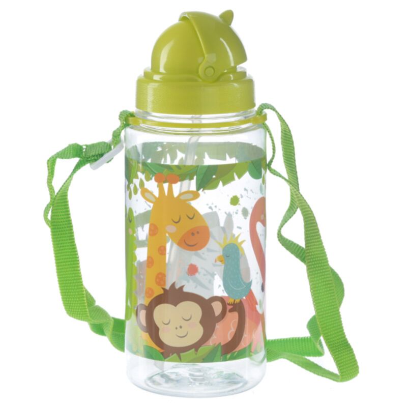 Bouteille d'eau pour enfants Zoo durable sans BPA de 450 ml avec paille