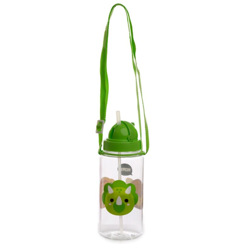 Cutiemals dinosaure durable sans BPA 450 ml bouteille d'eau pour enfants avec paille