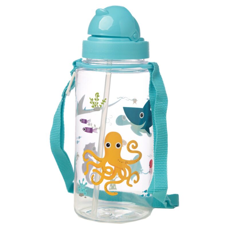 Animaux marins durable sans BPA 450 ml bouteille d'eau pour enfants avec paille