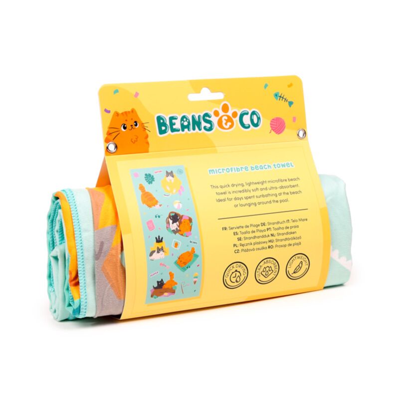 Serviette de plage en microfibre chats Beans Co