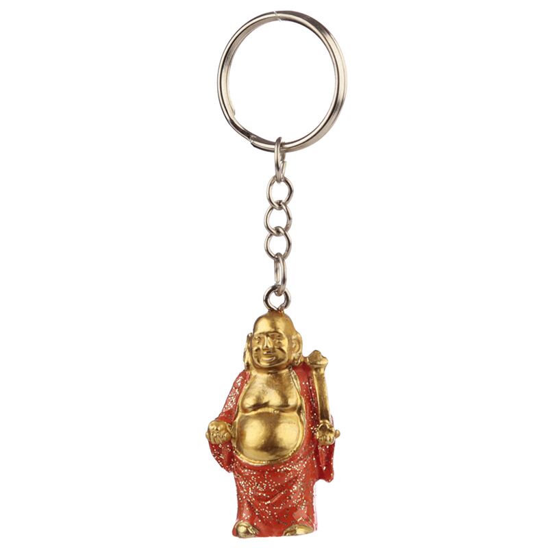 Porte-clés à paillettes de Bouddha riant chinois