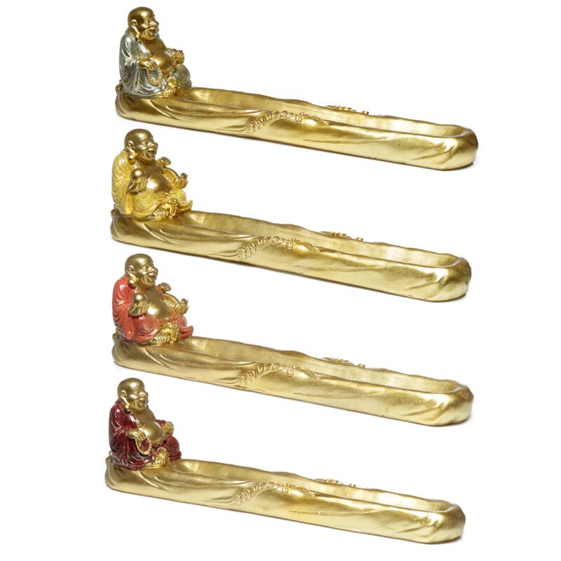 Mini porte-encens Bouddha rieur chinois à paillettes