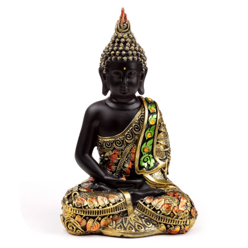 Contemplation du Bouddha thaïlandais orange noir