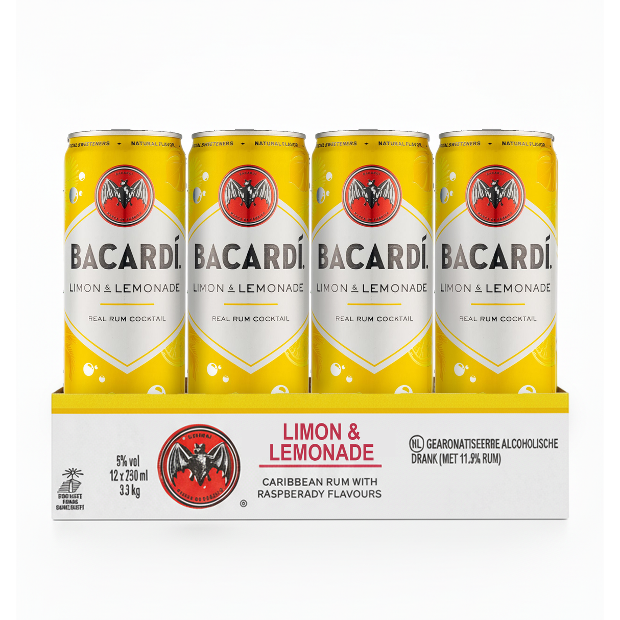 Canette de limonade au citron Bacardi (12x 25cl)