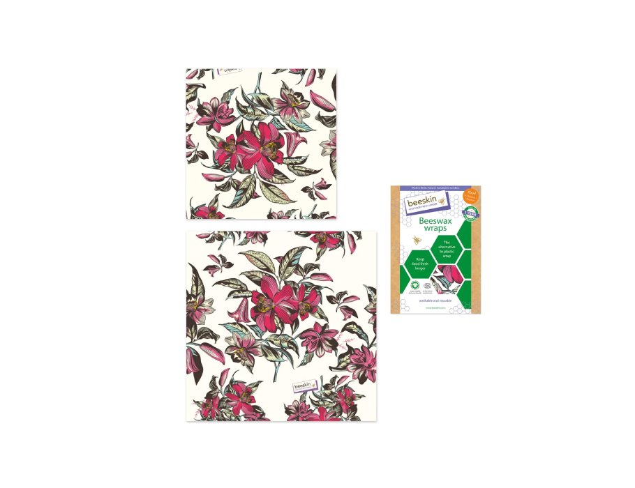 Ensemble de tissu de cire d’abeille en peau d’abeille - moyen et grand - fleur victorienne