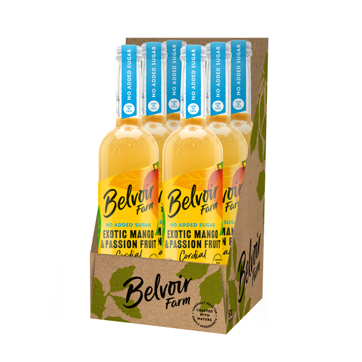 Belvoir ampli mangue sans sucre ajouté ; Bouteille de sirop de fruit de la passion (6x 500ml)