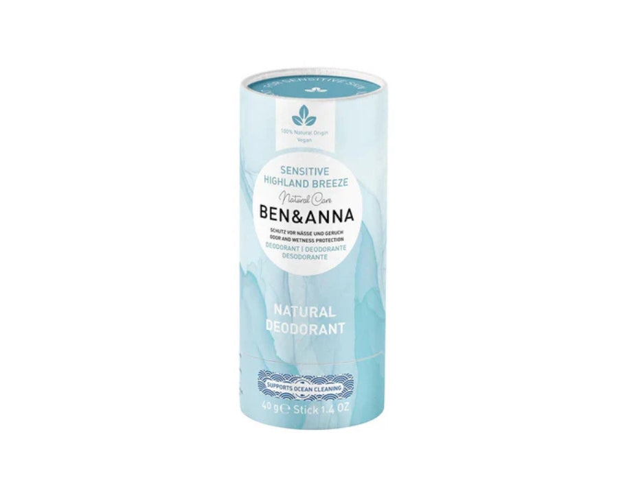 Déodorant Ben Anna en tube de papier - sensible - brise des hautes terres - 40 grammes