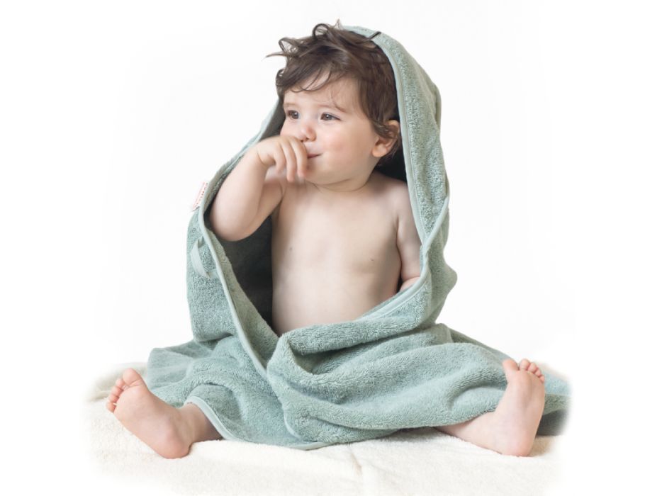 Serviette bébé à capuche Bo charançon - vert minéral