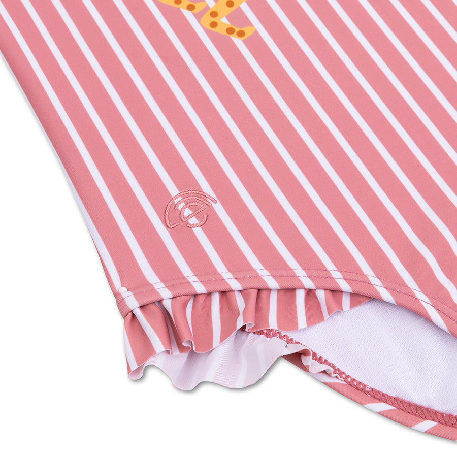 Lignes en gras | Maillot de bain anti-UV pour filles à rayures blanches et rouges