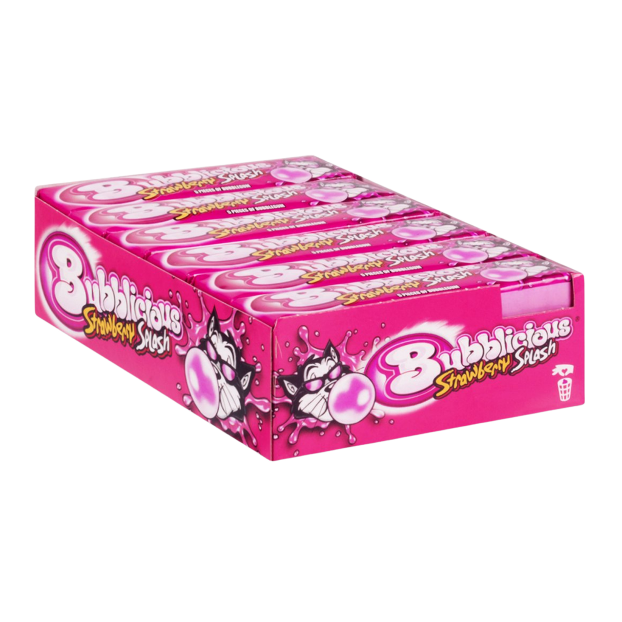 Chewing-gum pétillant à la fraise (18 rouleaux)