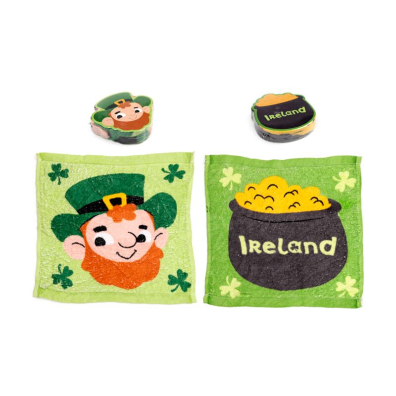 Serviette de voyage compacte irlandaise Lucky Leprechaun Trefoil