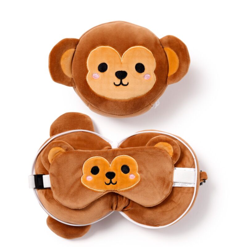 Masque de sommeil oreiller de voyage rond Relaxeazzz singe