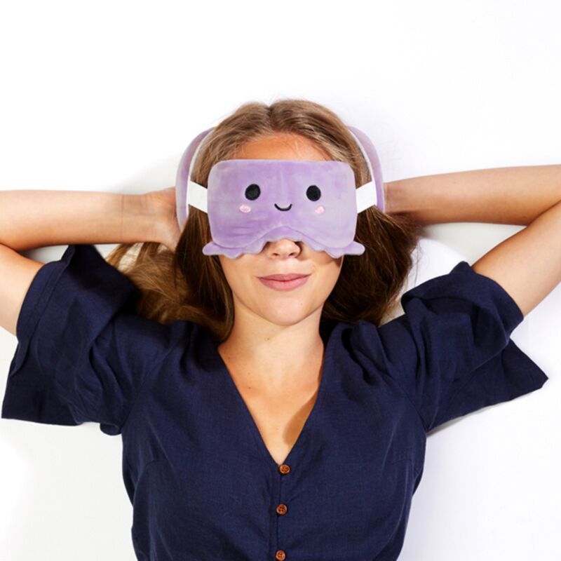 Masque de sommeil oreiller de voyage rond Relaxeazzz en peluche poulpe