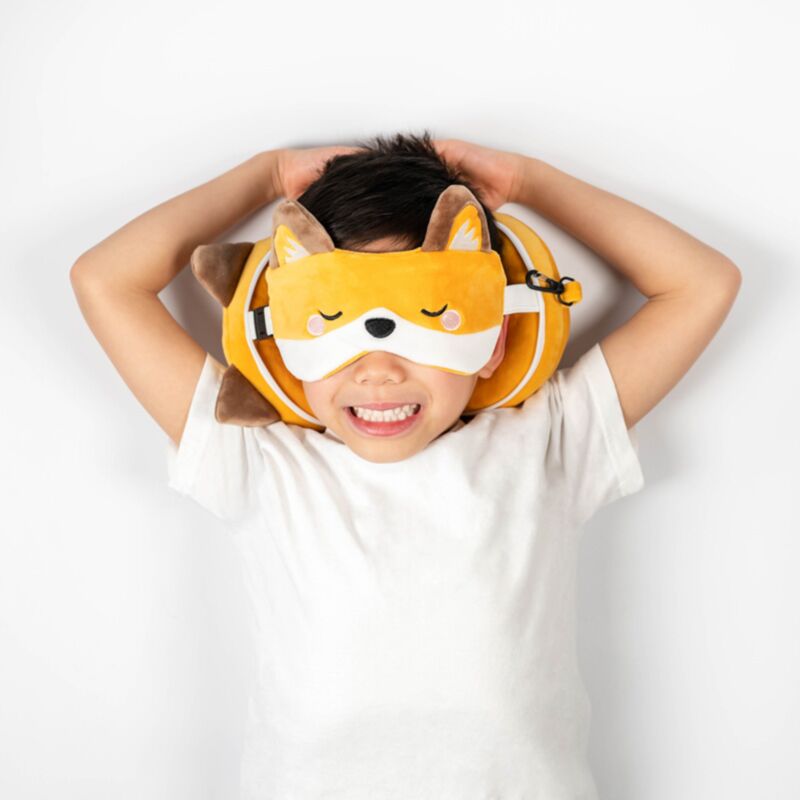 Relaxeazzz Adoramals Finnick le renard oreiller de voyage rond masque de sommeil