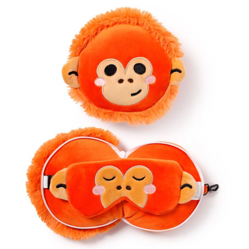 Masque de sommeil oreiller de voyage rond Relaxeazzz Adoramals Orangutang