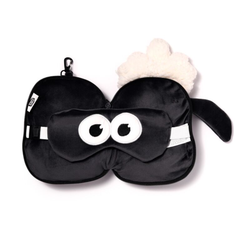 Relaxeazzz Shaun le mouton oreiller de voyage rond masque de sommeil