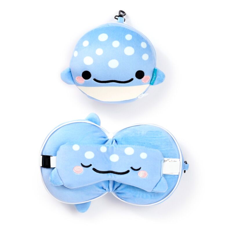 Relaxeazzz Adoramals Aoi le requin baleine oreiller de voyage rond masque de sommeil