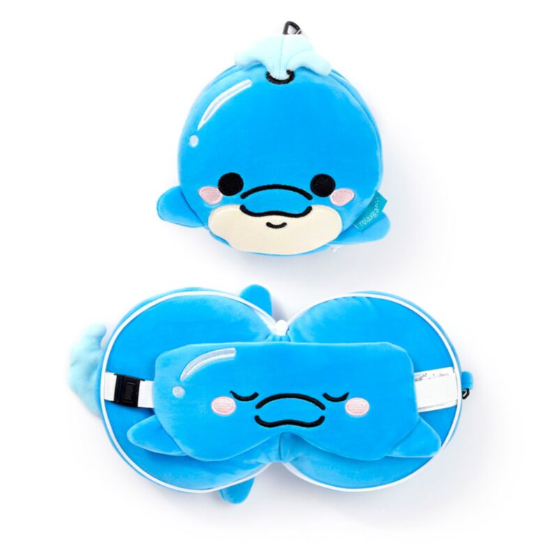 Relaxeazzz Adoramals Blu le dauphin oreiller de voyage rond masque de sommeil