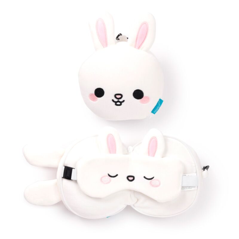 Relaxeazzz Adoramals Frances le lapin oreiller de voyage rond masque de sommeil