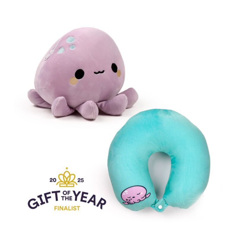 Swapseazzz Adoramals Octopus Oreiller de voyage en peluche 2 en 1