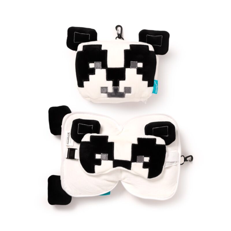 Relaxeazzz Minecraft Panda Oreiller de voyage rond Masque de sommeil