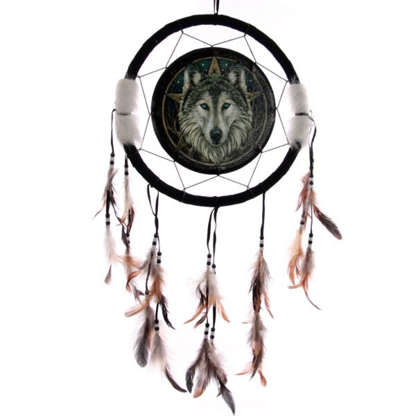 Lisa Parker attrape-rêves - tête de loup 33cm