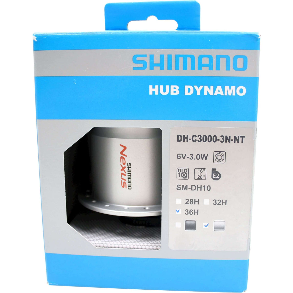 Shimano Dynamo Naf 100 36 Silver DH-C3000 6V 3.0W Écrou