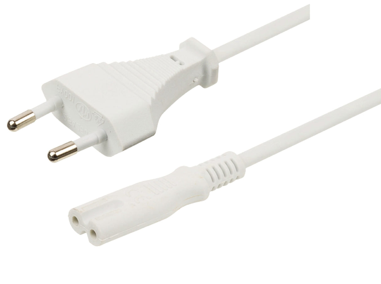 Câble d'alimentation Euro vers IEC320-C7 3 mètres - blanc