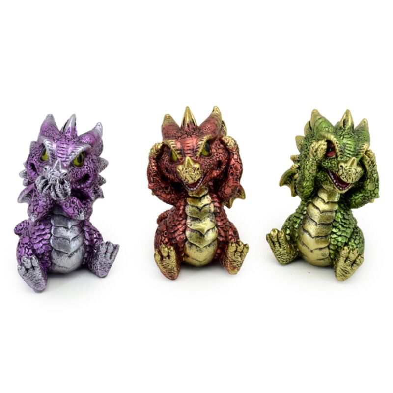Ensemble de 3 éléments bébé dragon entendre, ne pas parler, ne pas voir, pas de mal