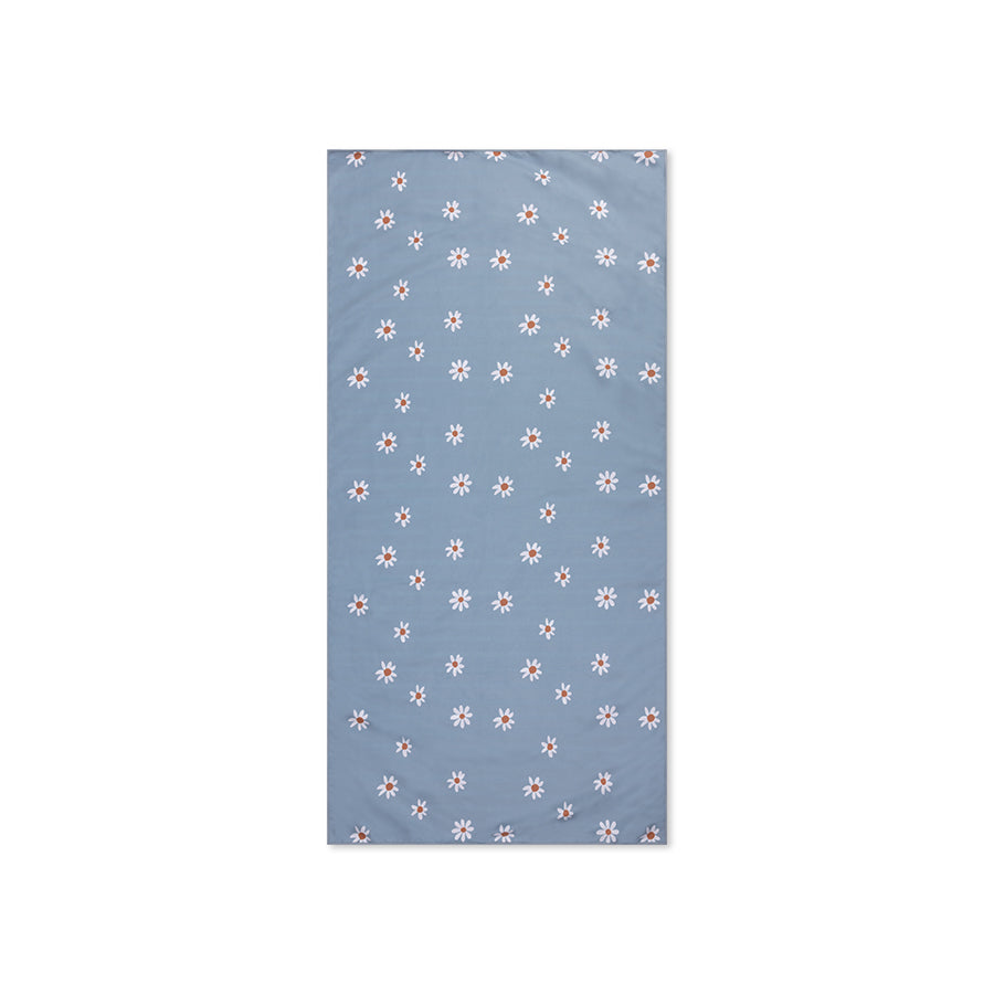 Fleur de marguerite | serviette microfibre bleue 135 x 65 cm