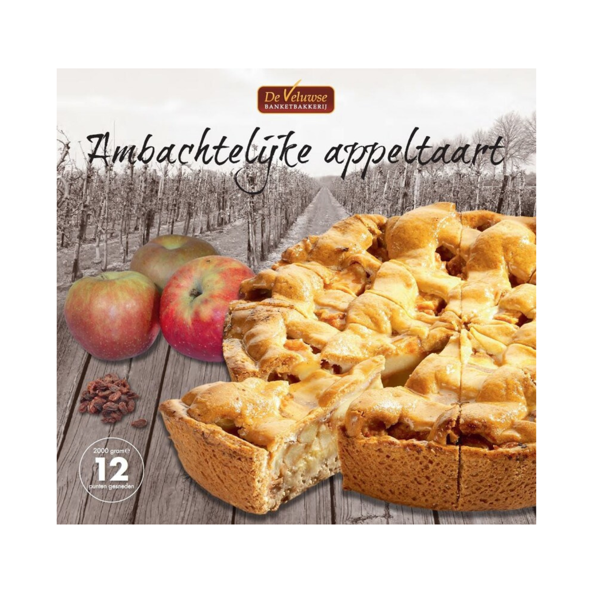 De veluwse banketbakkerij ambachtelijke appeltaart 12 stuks (2 kg)