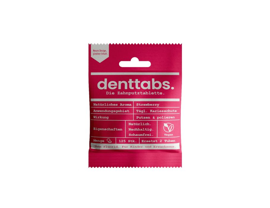 Comprimés de dentifrice Denttabs - sans fluorure - fraise