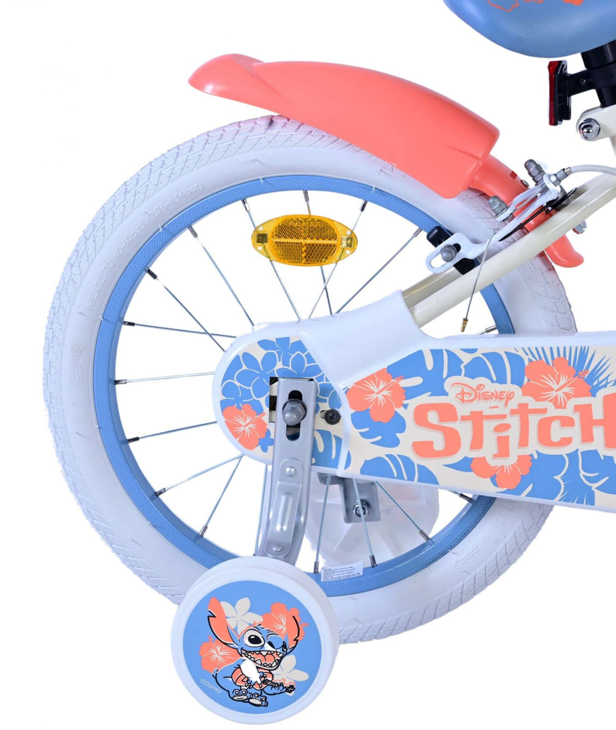 Stitch Stitch Vélo pour enfants Filles 16 pouces Crème Corail Bleu Deux freins à main