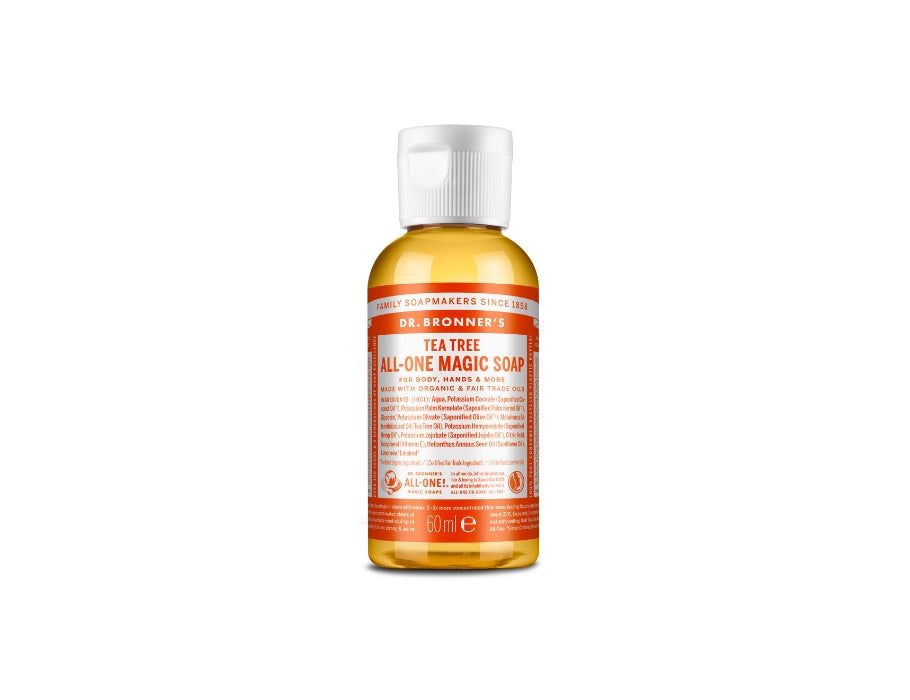 Savon liquide Dr. Bronner's - Castille pure - arbre à thé - 60 ml