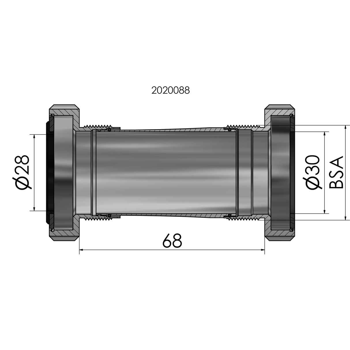 Ploadet Elvedes Thread Fit BSA pour Praxis Road Mtb 68-73 mm