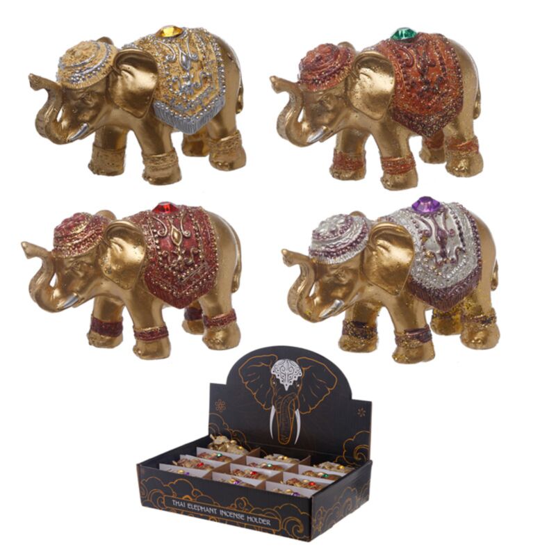 Mini porte-encens éléphant porte-bonheur à paillettes