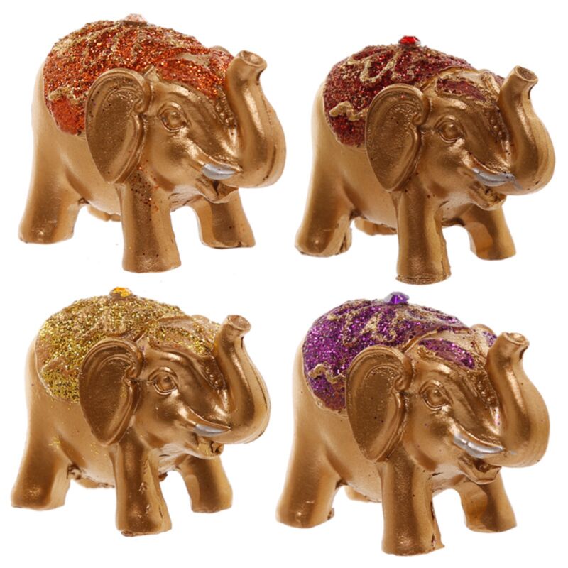 Mini éléphant porte-bonheur à paillettes métalliques à collectionner
