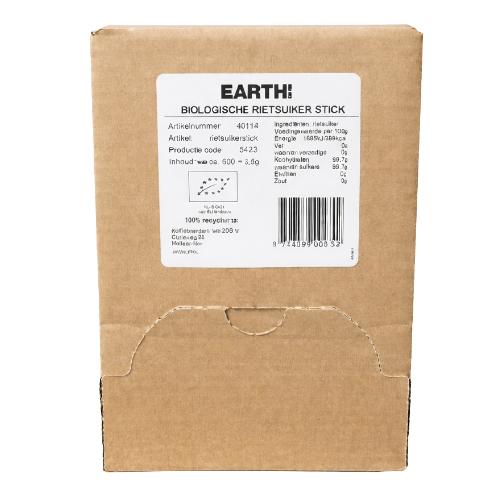 Bâtonnets de sucre de canne biologique Terre (600 pièces)