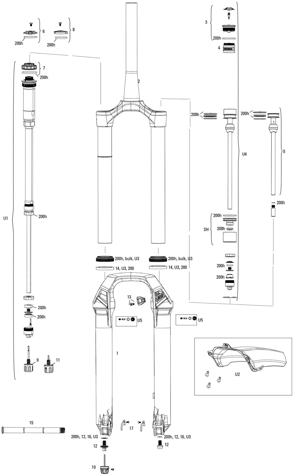 Fourche à suspension RockShox Lyrik Ultimate RC2 27.5 Boost Sus.Fork RS Lyrik Ult.RC2 27.5 140mm Noir