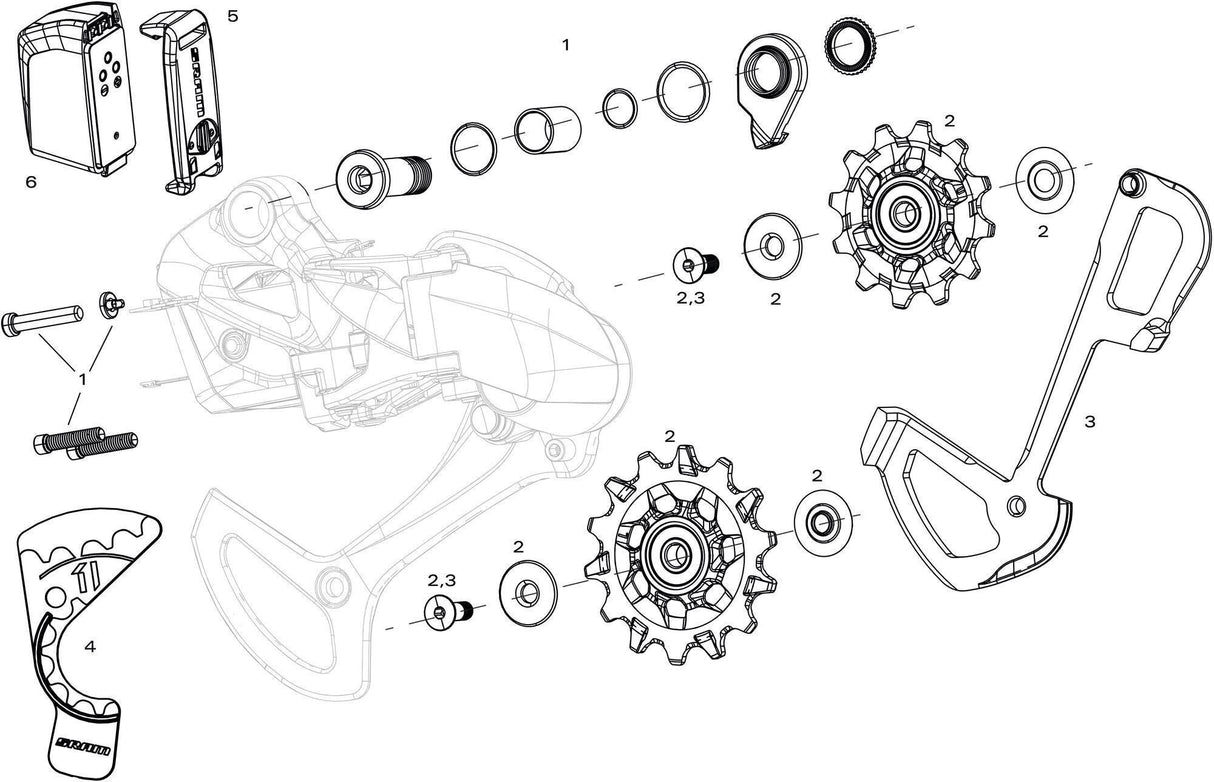 Dérailleur arrière Sram xx1 dérailleur arrière eagle axs. xx1 haches aigle 12sp 52 t.