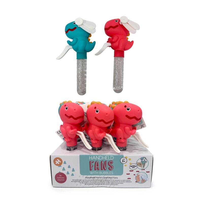 Éventail portable dinosaure avec souffleur de bulles