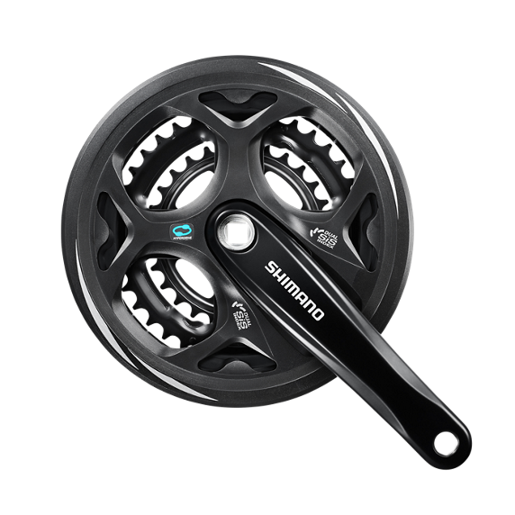 Shimano pédalier altus m311 7 8v 48-38-28t 175 mm noir