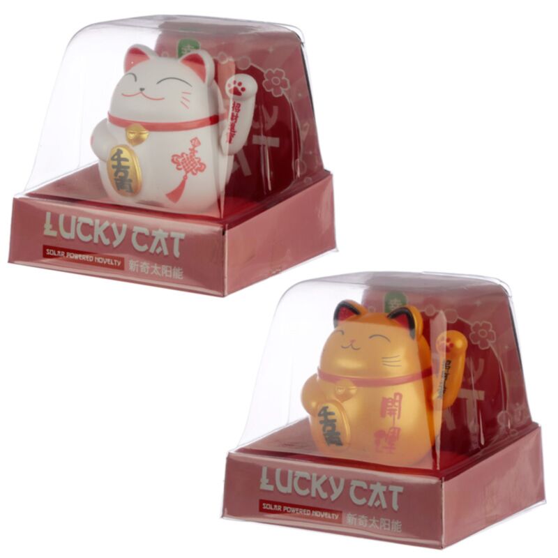 Figurine solaire en forme de chat agitant