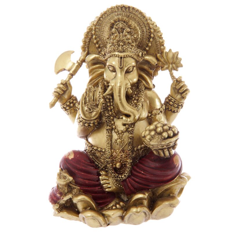 Statue Ganesh rouge doré 16cm