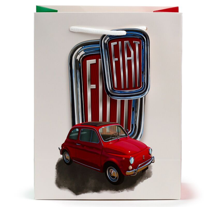 Fiat 500 rétro rouge blanc - sac cadeau moyen