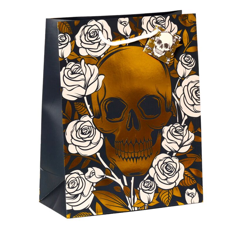 Roses tête de mort métalliques - sac cadeau grand