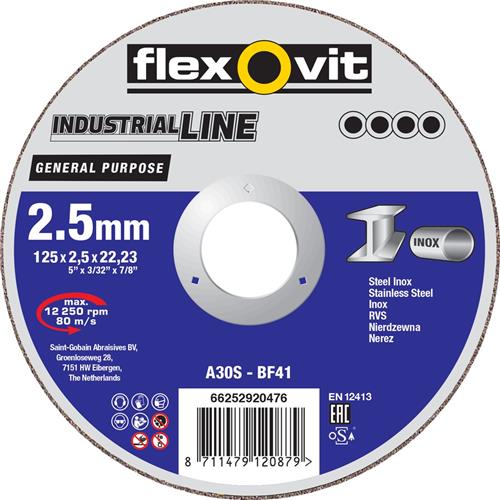 Flexovit dss industriel 230x2,5x22,23 a30s t41 pc acier inoxydable | 25 pièces